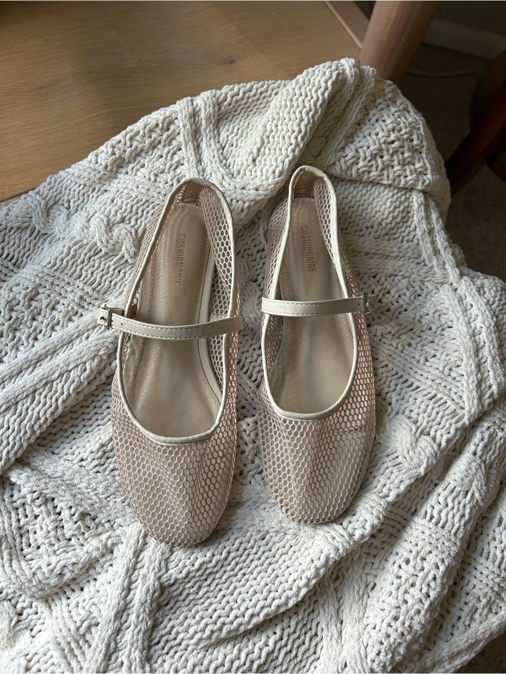 Cushionaire Women's Beige Mary Jane Flats